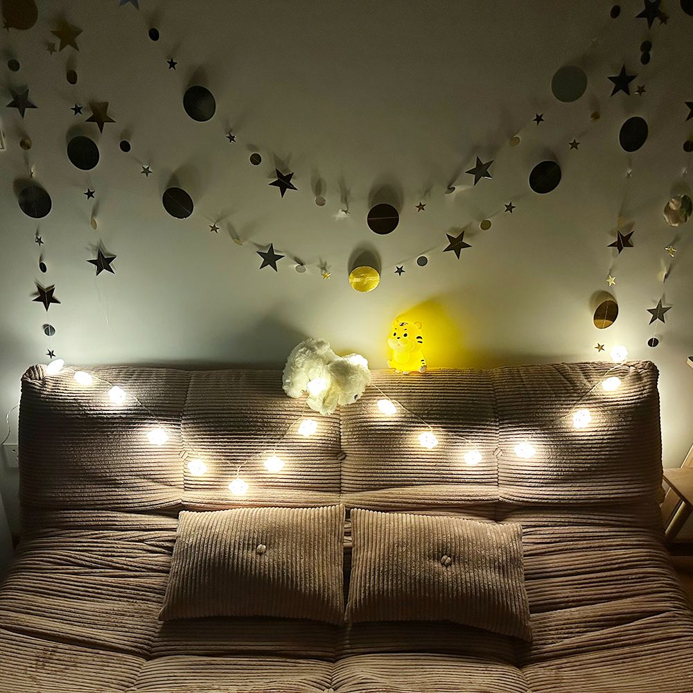 （48pcs 156inch） * 3 String Twinkle Little Star Party Garlands Glitter Hanging Moon Stars Decorations Banner Backdrop Decor for Ramadan Wedding Xmas Birthday EID Graduation