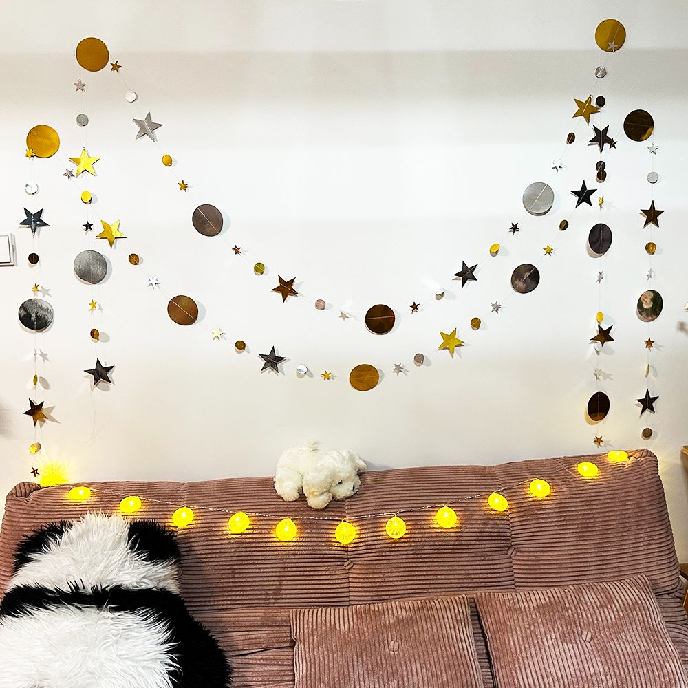 （48pcs 156inch） * 3 String Twinkle Little Star Party Garlands Glitter Hanging Moon Stars Decorations Banner Backdrop Decor for Ramadan Wedding Xmas Birthday EID Graduation