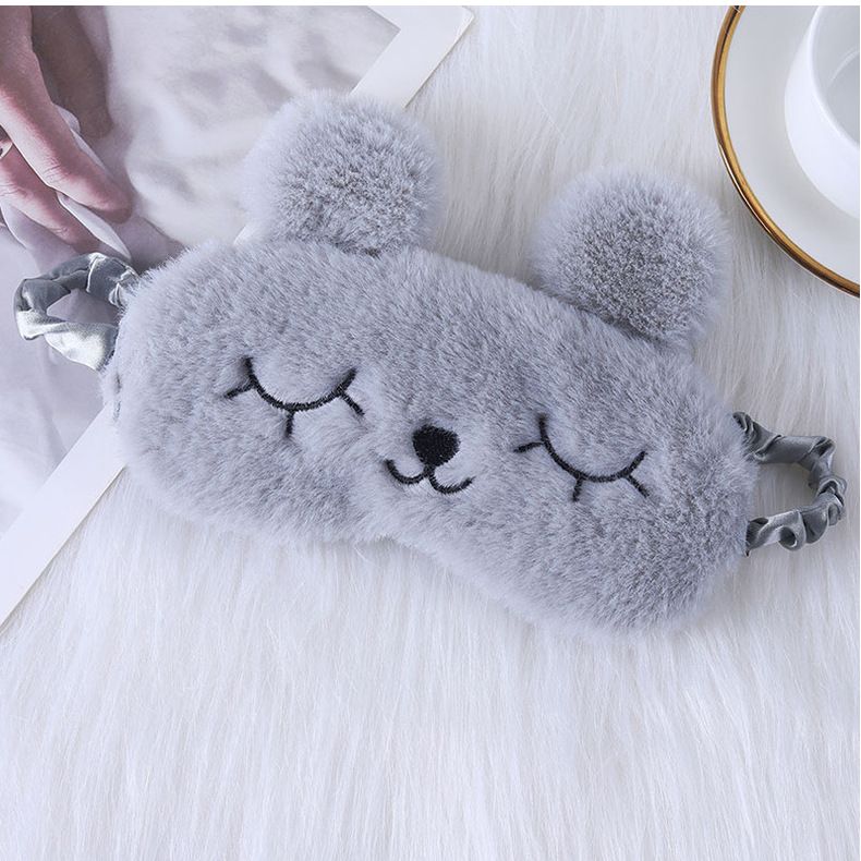 Sleep Mask Cute Cartoon Rabbit Ears Plush Silky Eye Masks Comfortable Sleeping Eye Mask Ice Hot Compress for Girls and Women Eye Cover Funny Blindfold