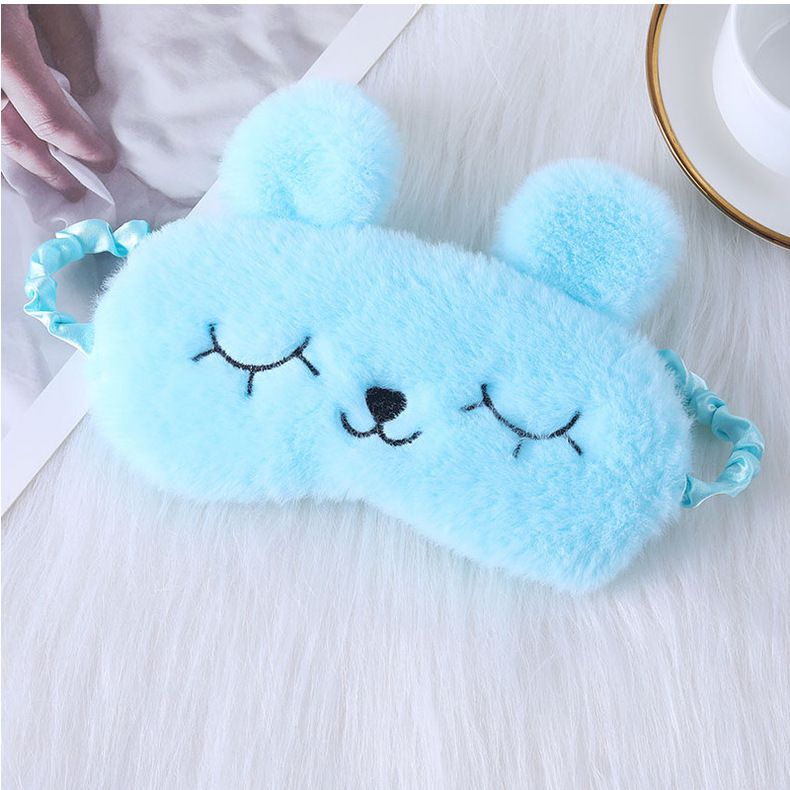 Sleep Mask Cute Cartoon Rabbit Ears Plush Silky Eye Masks Comfortable Sleeping Eye Mask Ice Hot Compress for Girls and Women Eye Cover Funny Blindfold