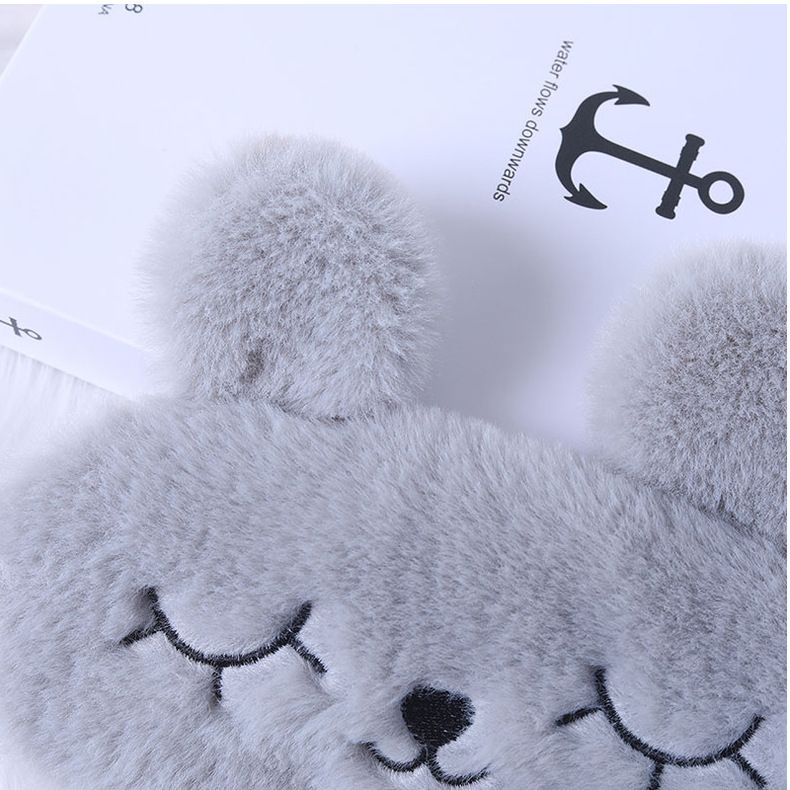 Sleep Mask Cute Cartoon Rabbit Ears Plush Silky Eye Masks Comfortable Sleeping Eye Mask Ice Hot Compress for Girls and Women Eye Cover Funny Blindfold