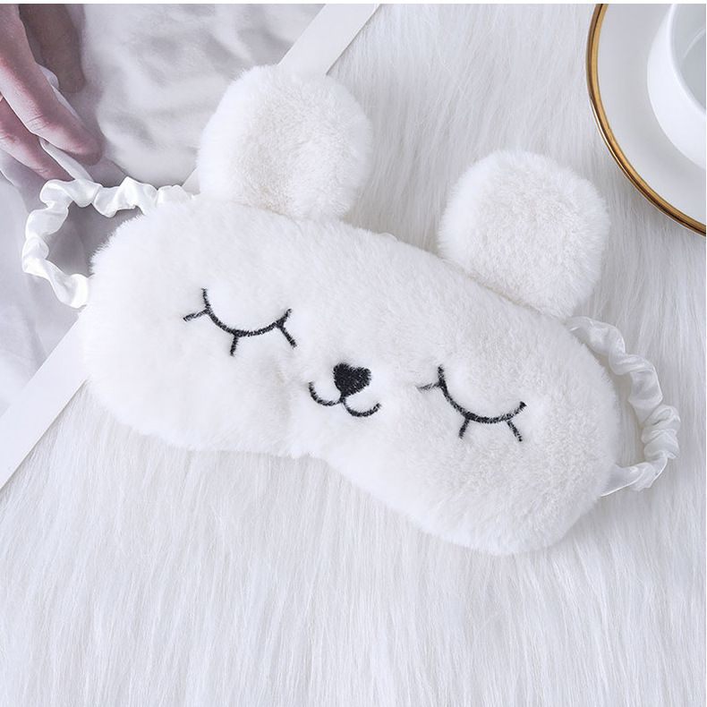Sleep Mask Cute Cartoon Rabbit Ears Plush Silky Eye Masks Comfortable Sleeping Eye Mask Ice Hot Compress for Girls and Women Eye Cover Funny Blindfold