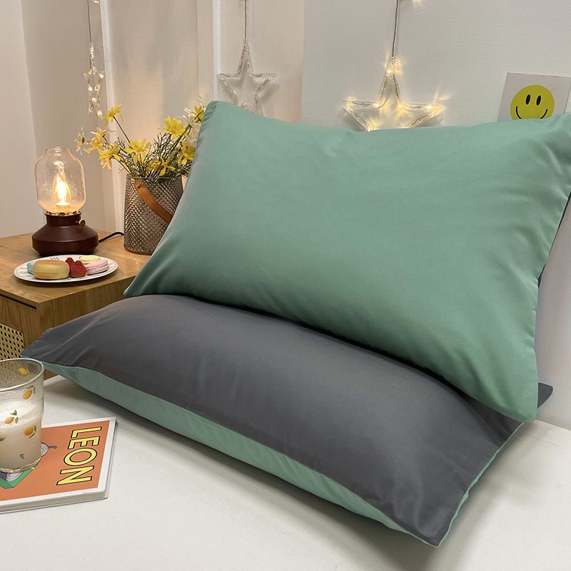 2Pcs Washed Cotton Pillowcases Brushed Double Colors Smple Pillowcase Pillow Cover for Bedroom Soft Microfiber Pillow Covers