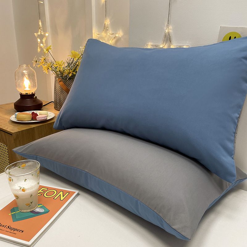 2Pcs Washed Cotton Pillowcases Brushed Double Colors Smple Pillowcase Pillow Cover for Bedroom Soft Microfiber Pillow Covers