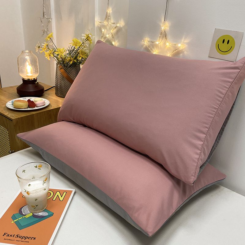 2Pcs Washed Cotton Pillowcases Brushed Double Colors Smple Pillowcase Pillow Cover for Bedroom Soft Microfiber Pillow Covers