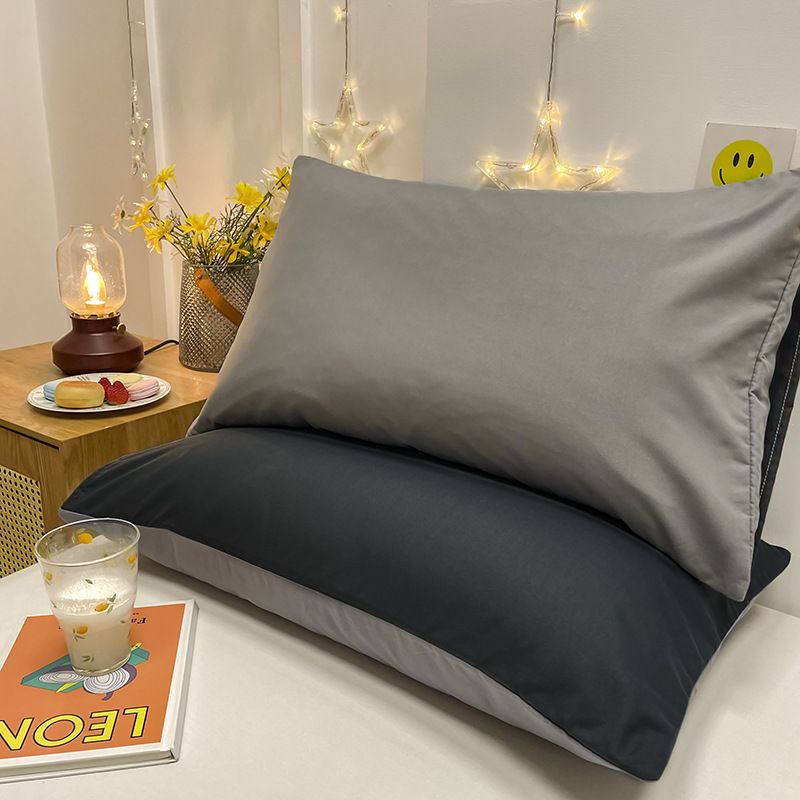 2Pcs Washed Cotton Pillowcases Brushed Double Colors Smple Pillowcase Pillow Cover for Bedroom Soft Microfiber Pillow Covers