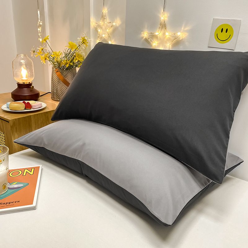 2Pcs Washed Cotton Pillowcases Brushed Double Colors Smple Pillowcase Pillow Cover for Bedroom Soft Microfiber Pillow Covers