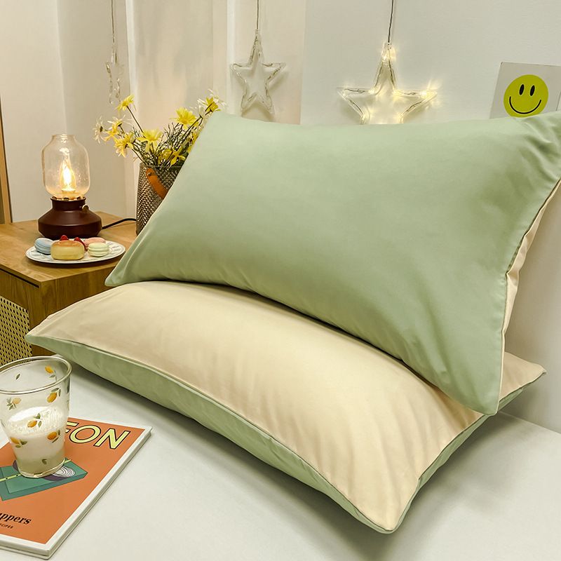 2Pcs Washed Cotton Pillowcases Brushed Double Colors Smple Pillowcase Pillow Cover for Bedroom Soft Microfiber Pillow Covers
