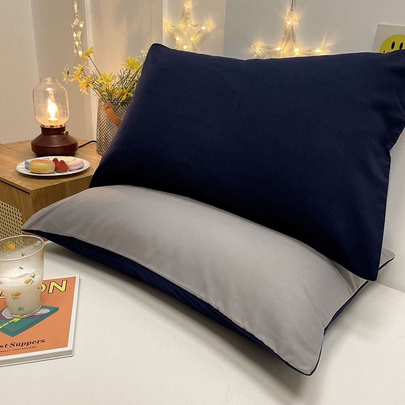 2Pcs Washed Cotton Pillowcases Brushed Double Colors Smple Pillowcase Pillow Cover for Bedroom Soft Microfiber Pillow Covers