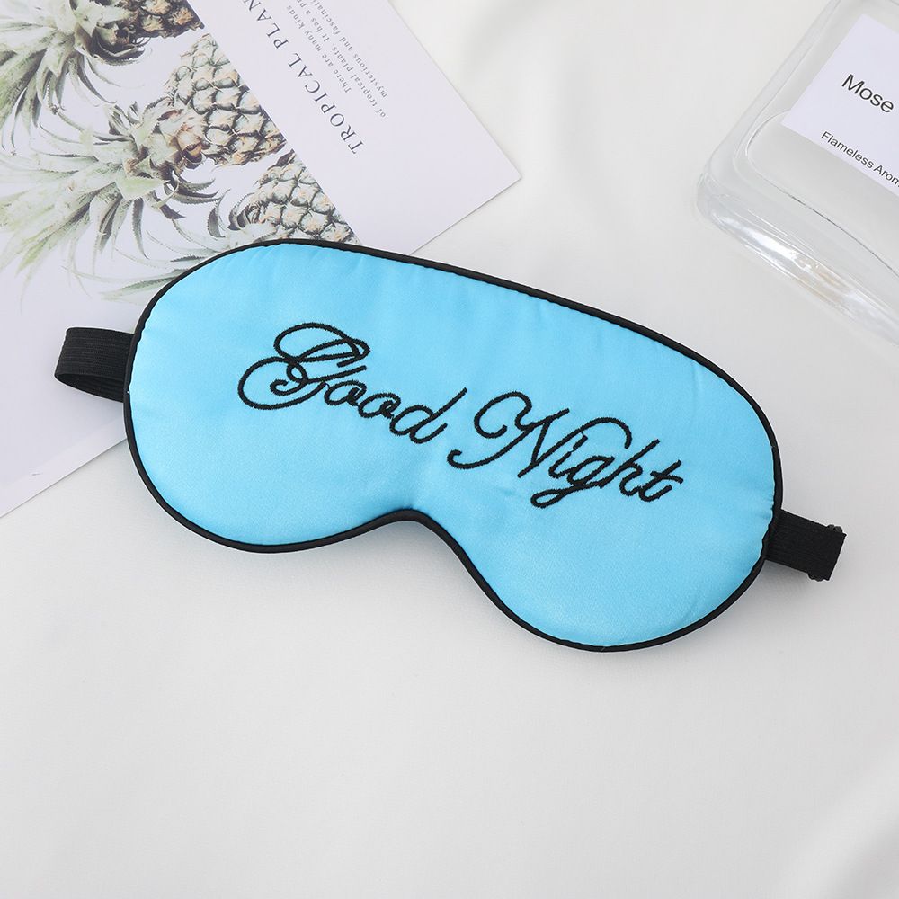 New Eye Masks Artificial Silk Good Night Letters Adjustable Buckle Blackout Sleep Eye Masks Soft Satin Sleeping Mask for Men and Women