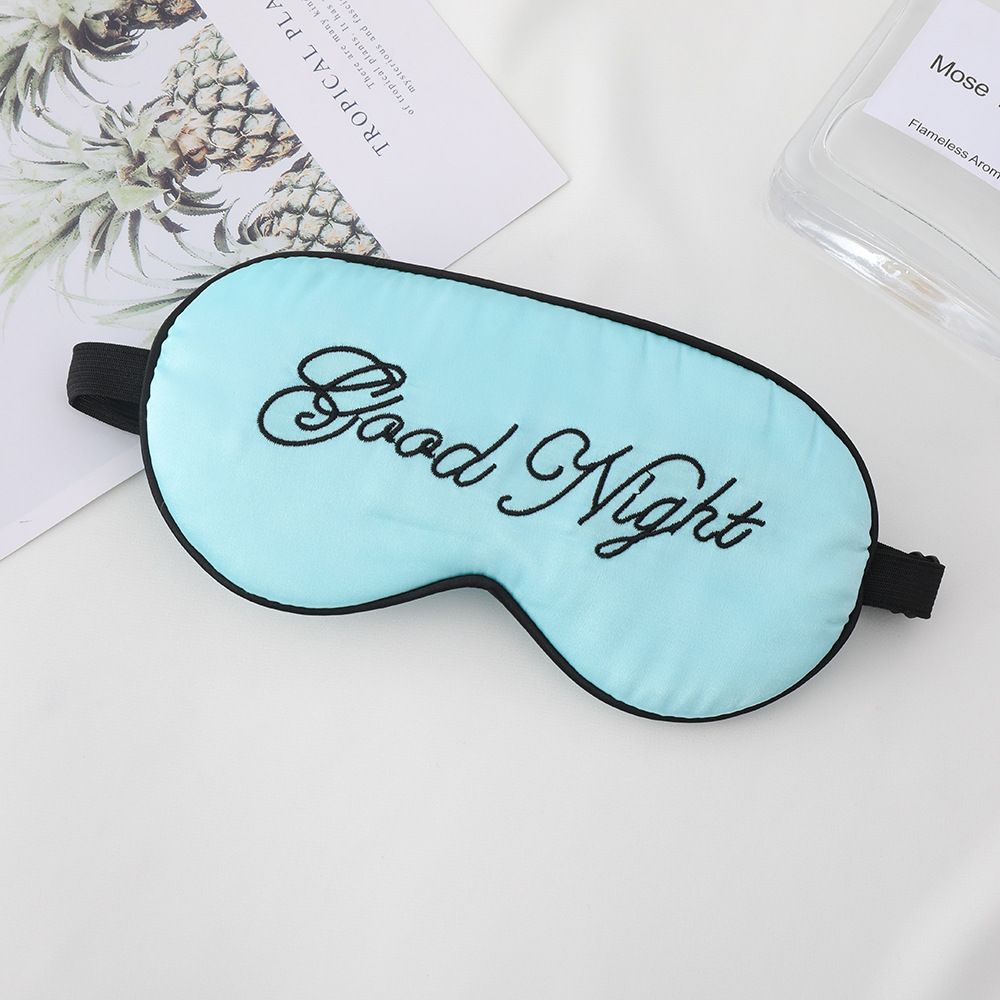 New Eye Masks Artificial Silk Good Night Letters Adjustable Buckle Blackout Sleep Eye Masks Soft Satin Sleeping Mask for Men and Women