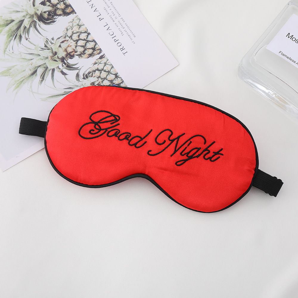 New Eye Masks Artificial Silk Good Night Letters Adjustable Buckle Blackout Sleep Eye Masks Soft Satin Sleeping Mask for Men and Women