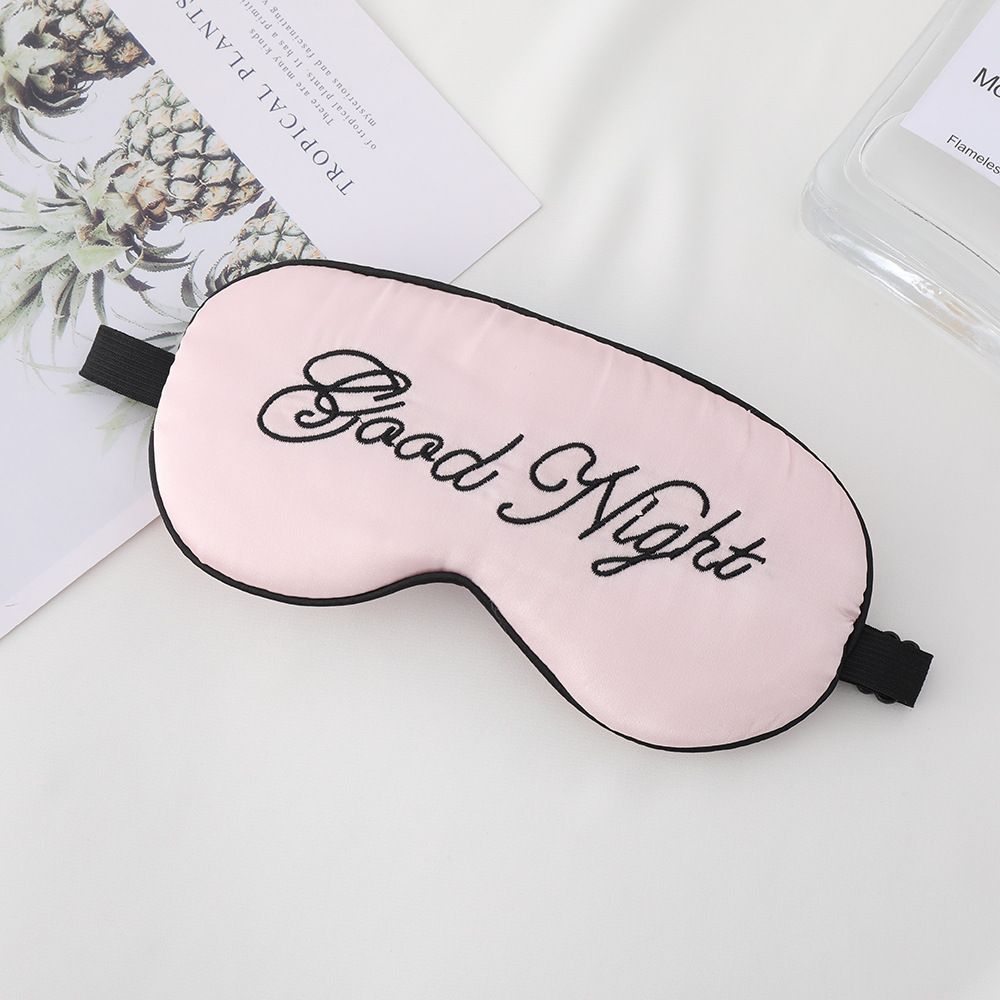 New Eye Masks Artificial Silk Good Night Letters Adjustable Buckle Blackout Sleep Eye Masks Soft Satin Sleeping Mask for Men and Women