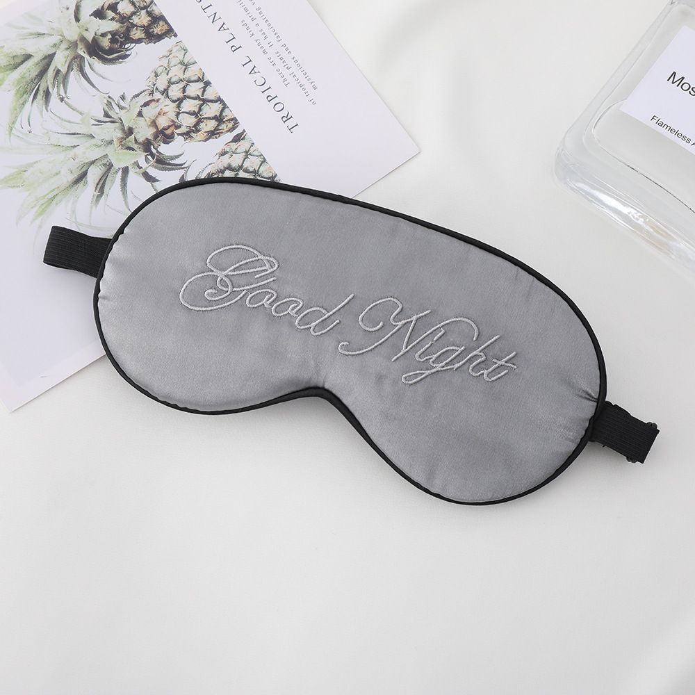 New Eye Masks Artificial Silk Good Night Letters Adjustable Buckle Blackout Sleep Eye Masks Soft Satin Sleeping Mask for Men and Women