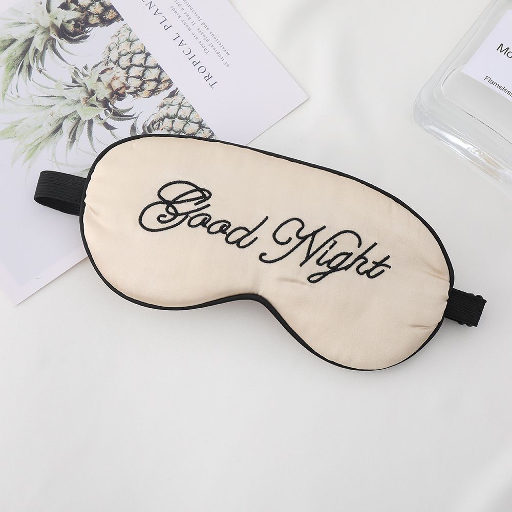 New Eye Masks Artificial Silk Good Night Letters Adjustable Buckle Blackout Sleep Eye Masks Soft Satin Sleeping Mask for Men and Women