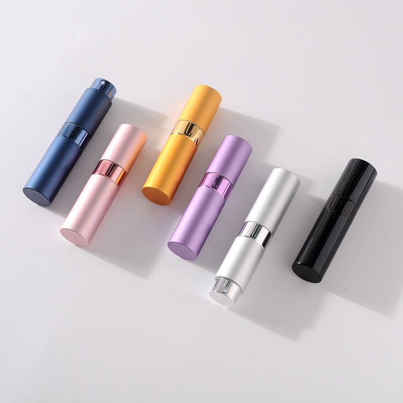 2Pcs 8ml Rotating Perfume Bottle Refillable Glass Inner Container Cosmetic Spray Bottle Press-Type Empty Perfume Bottle