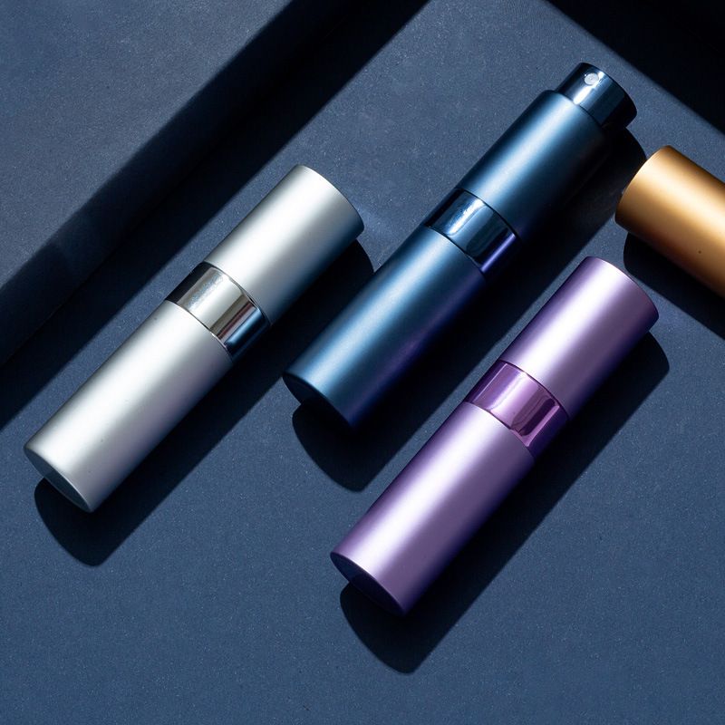 2Pcs 8ml Rotating Perfume Bottle Refillable Glass Inner Container Cosmetic Spray Bottle Press-Type Empty Perfume Bottle