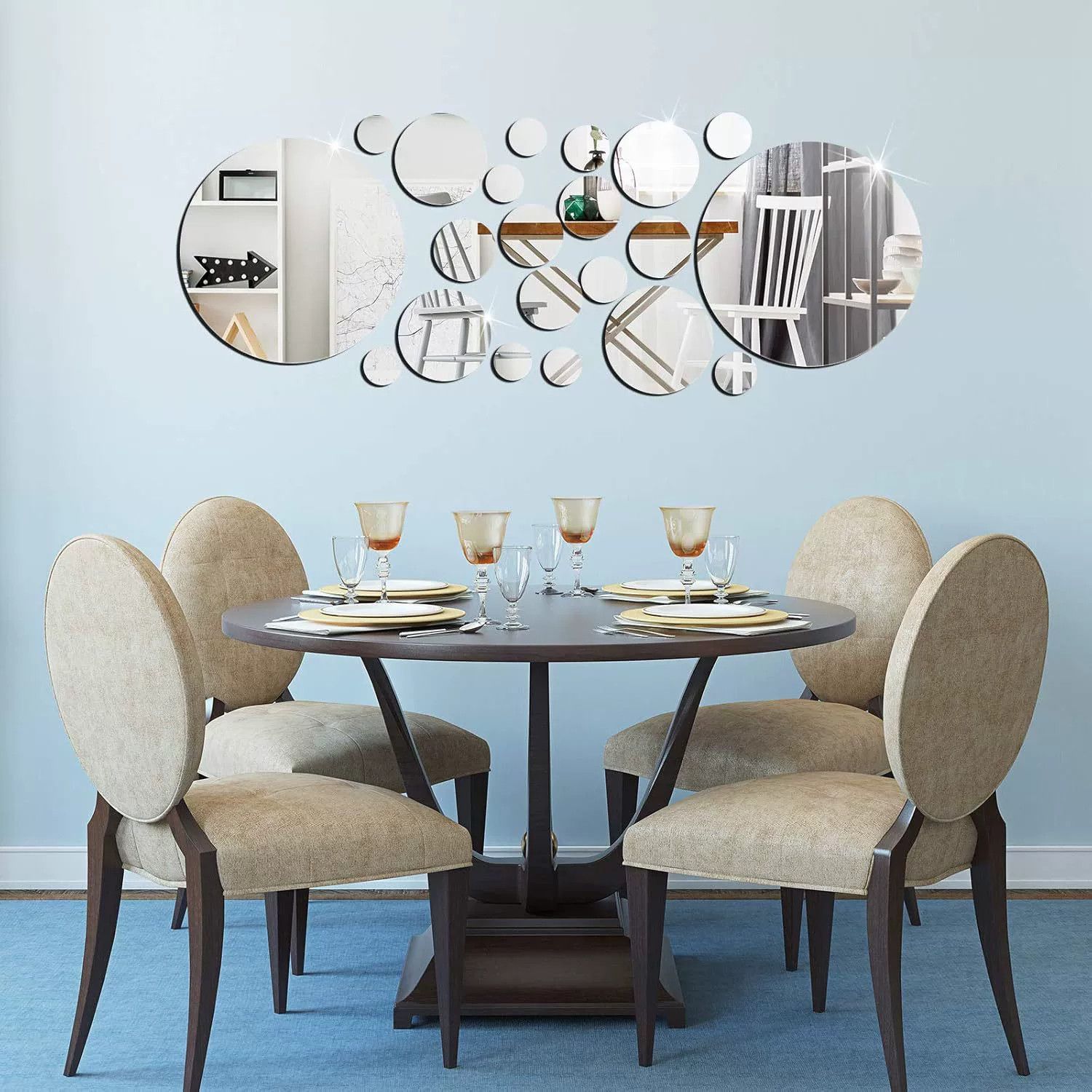 HOME Circle Acrylic Mirror Wall Sticker Self-Adhesive Creative Decorative Sticker for Bedroom and Living Room Background Walls Sticker