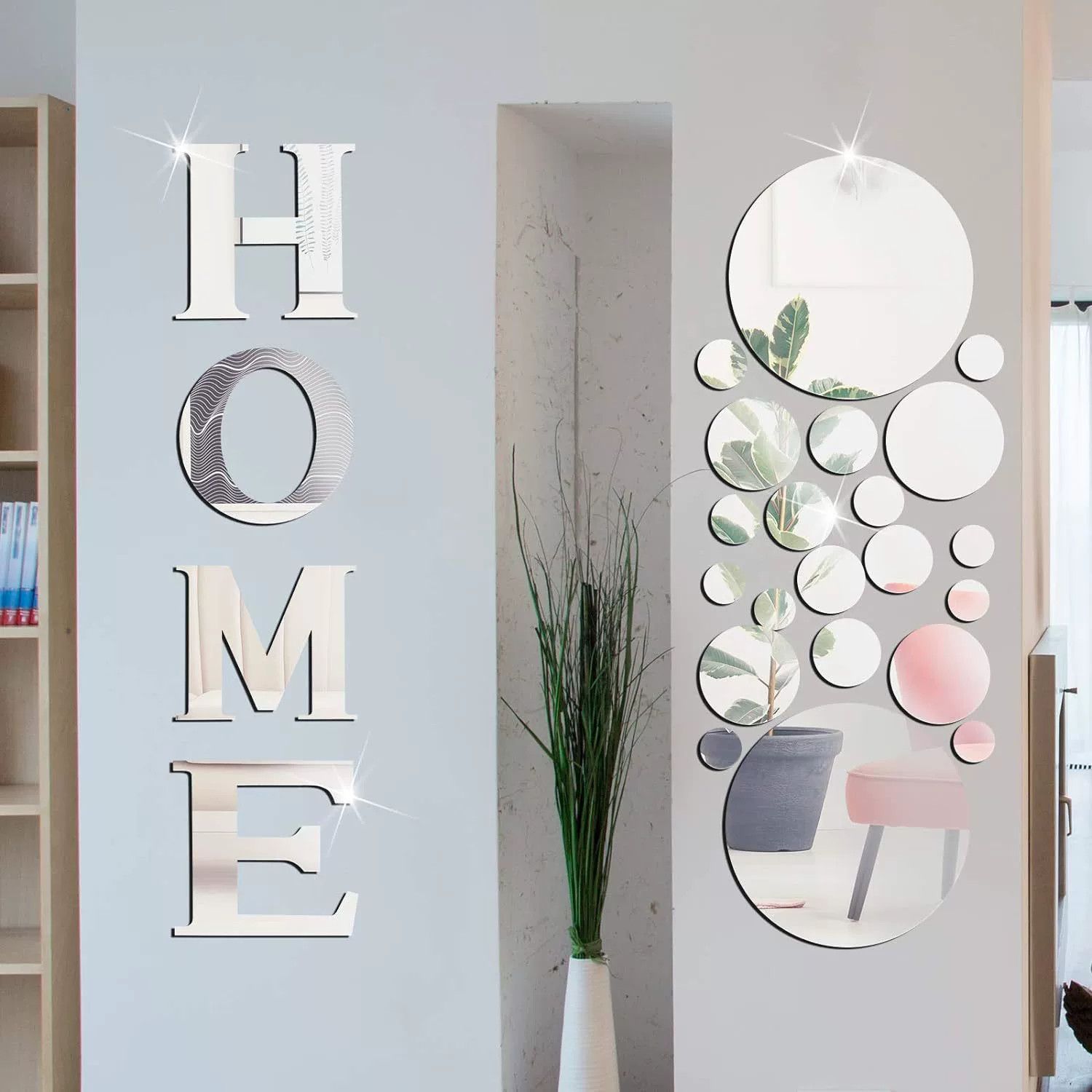 HOME Circle Acrylic Mirror Wall Sticker Self-Adhesive Creative Decorative Sticker for Bedroom and Living Room Background Walls Sticker