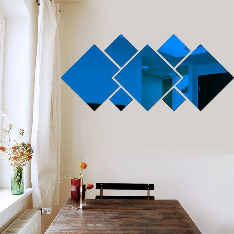 7  Square Combination Mirror Acrylic Wall Stickers Living Room Entrance Aisle Staircase Personalised Decorative Self-stick Mirror Stickers