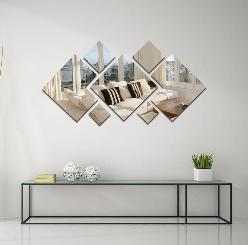 7  Square Combination Mirror Acrylic Wall Stickers Living Room Entrance Aisle Staircase Personalised Decorative Self-stick Mirror Stickers