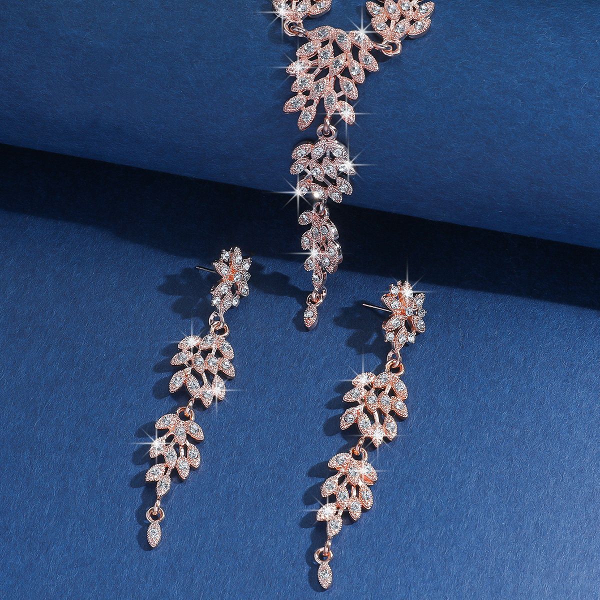 Classic Fashion Popular Jewelry Set Creative Wheat Eardrops Pendant Jewelrys Diamond Necklace Earrings 2-piece Set Wedding Party Female Accessories