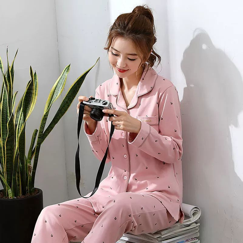 2 Pcs Women's Sleepwear Long Sleeve Sleep Shirt and Long Pants Ladies Pajama Soft Cotton Long-sleeve Pajama Set Button Up Two Piece Lounge Sets