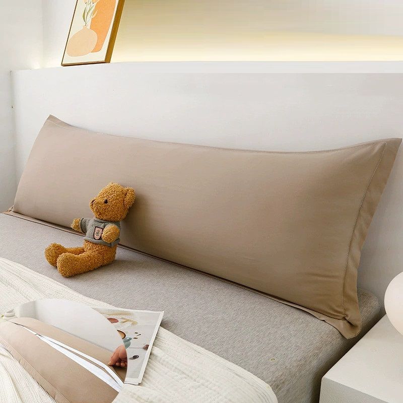 Quality Pillow Covers Washed Cotton King Size Pillowcase with Zipper Closure Soft Solid Color Long Pillow Cover for Couples