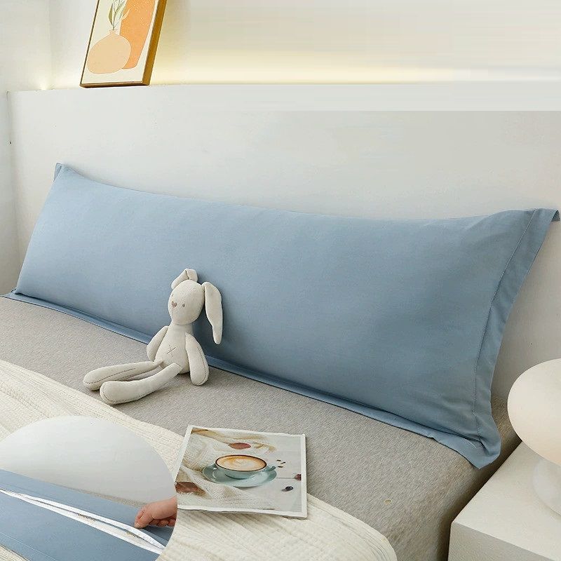 Quality Pillow Covers Washed Cotton King Size Pillowcase with Zipper Closure Soft Solid Color Long Pillow Cover for Couples