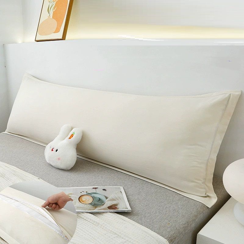 Quality Pillow Covers Washed Cotton King Size Pillowcase with Zipper Closure Soft Solid Color Long Pillow Cover for Couples