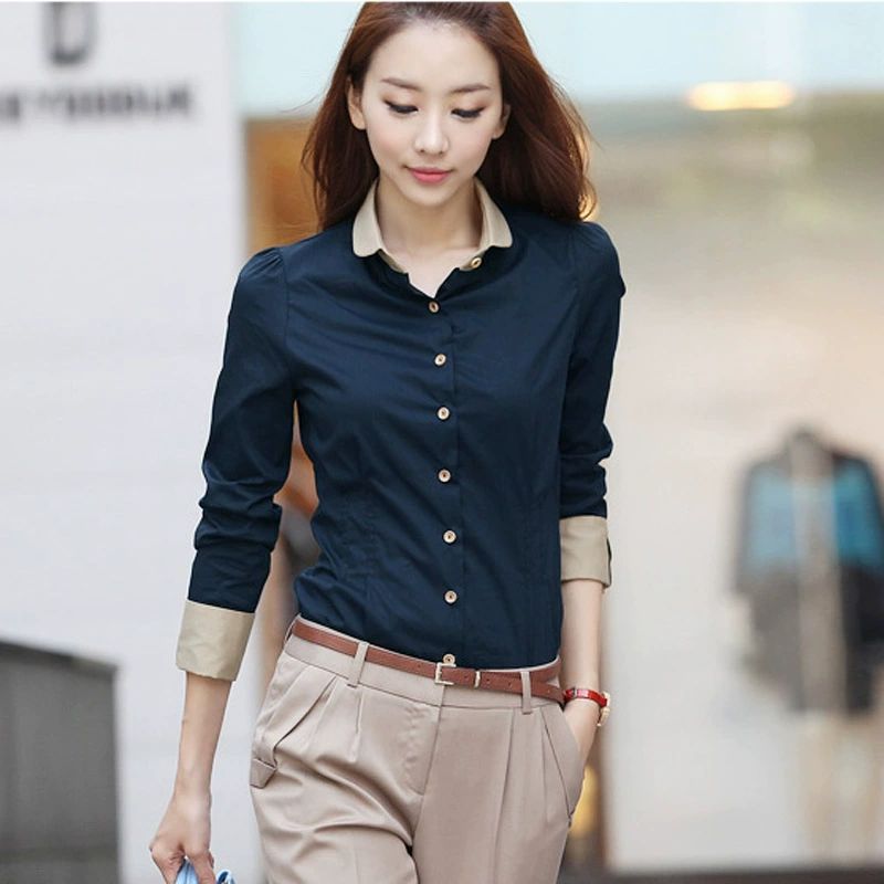 Fashion Slim Fit Women's Blouse Professional Office Wear Long Sleeve Shirt  Button Up Ladies Top Business Formal Blouses Female Clothing