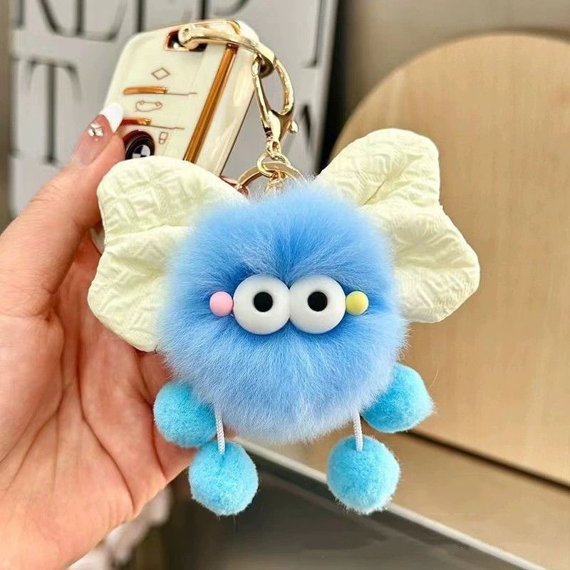 Creative Bow Plush Keychain Cute Car/Bag Charm with Coal Design Soft Stuffed Toy Fashion Accessory Keyrings
