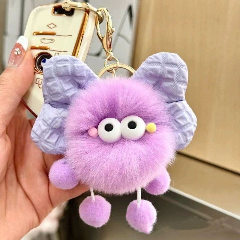 Creative Bow Plush Keychain Cute Car/Bag Charm with Coal Design Soft Stuffed Toy Fashion Accessory Keyrings