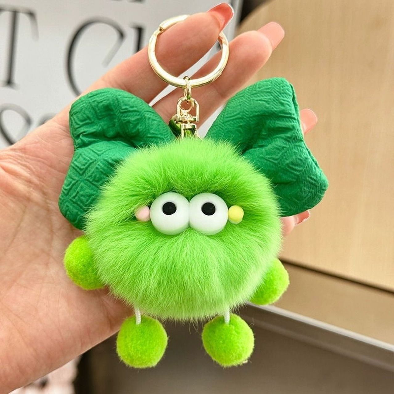 Creative Bow Plush Keychain Cute Car/Bag Charm with Coal Design Soft Stuffed Toy Fashion Accessory Keyrings