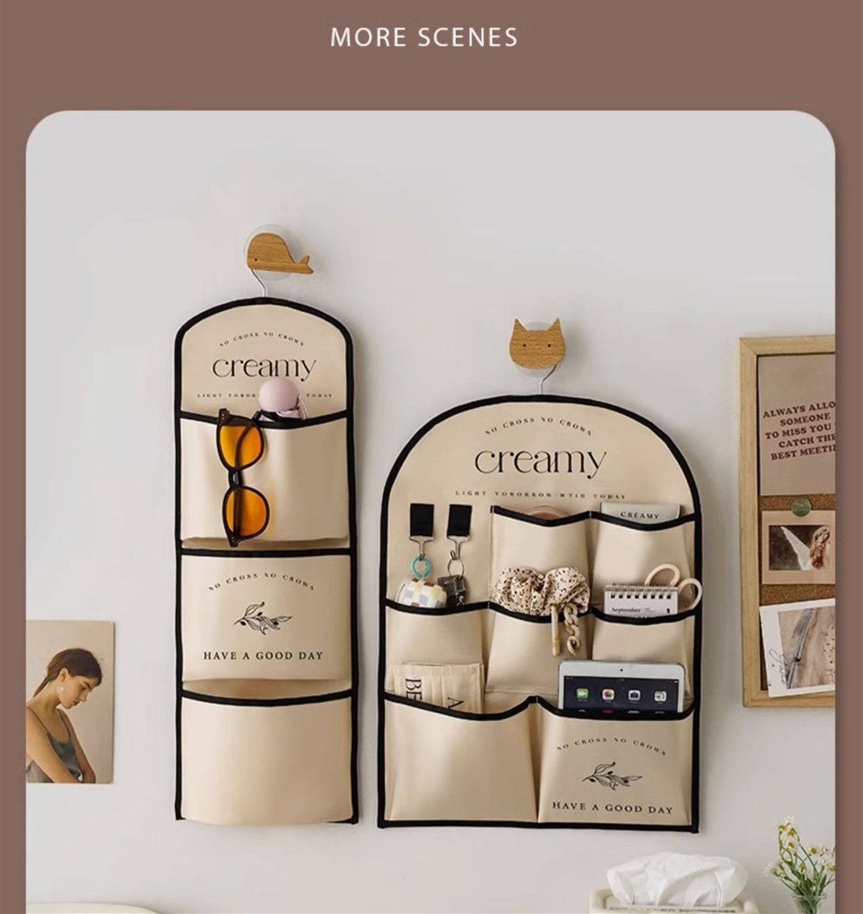 Multi-Purpose Fabric Wall Organizer Creative Hanging Storage Bag for Bedside, Door Back & Wall Decoration Accessory Organizers Behind the Door Storage Bag Wall Hanging Bag