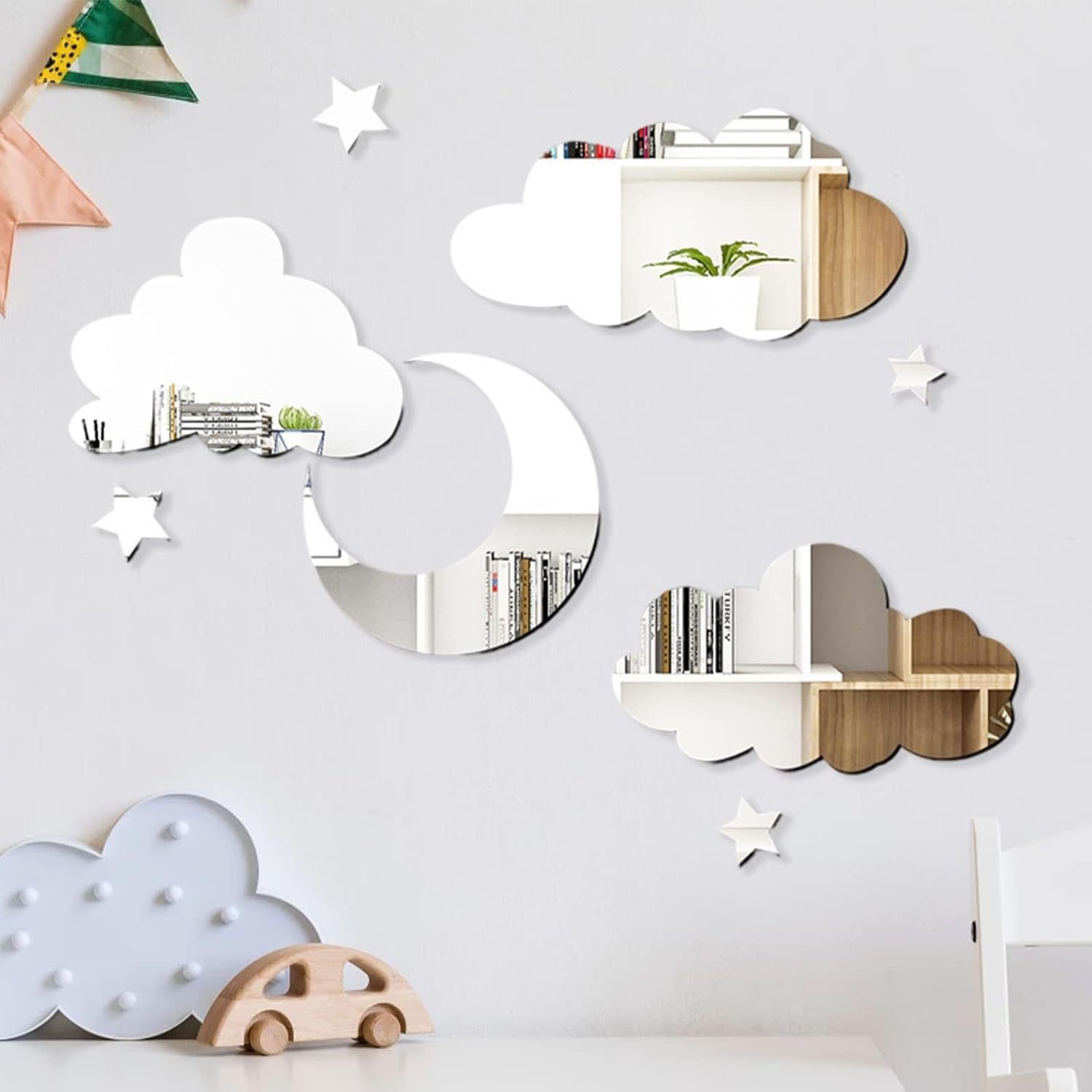 Moon, Star & Cloud Acrylic Wall Decals Self-Adhesive Mirror Stickers Artistic Wall Decor for Home Modern Style Wall Stickers
Creative Home Decor Accents Acrylic Stickers