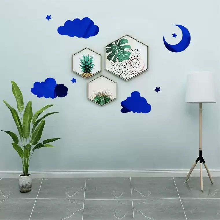 Moon, Star & Cloud Acrylic Wall Decals Self-Adhesive Mirror Stickers Artistic Wall Decor for Home Modern Style Wall Stickers
Creative Home Decor Accents Acrylic Stickers