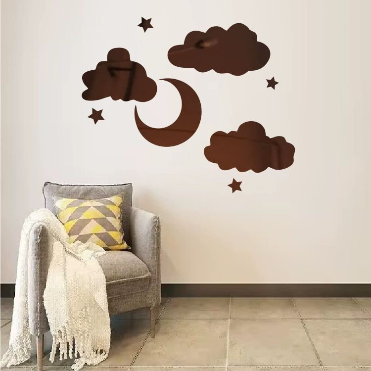 Moon, Star & Cloud Acrylic Wall Decals Self-Adhesive Mirror Stickers Artistic Wall Decor for Home Modern Style Wall Stickers
Creative Home Decor Accents Acrylic Stickers