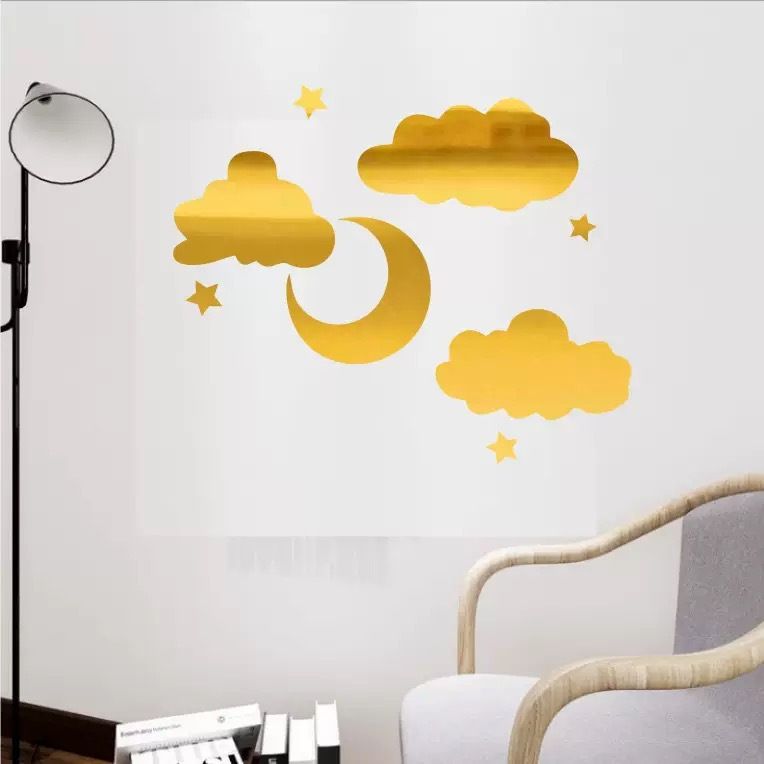 Moon, Star & Cloud Acrylic Wall Decals Self-Adhesive Mirror Stickers Artistic Wall Decor for Home Modern Style Wall Stickers
Creative Home Decor Accents Acrylic Stickers