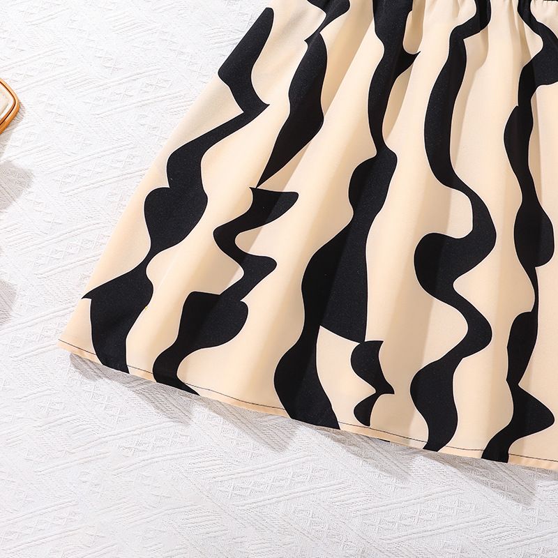 Irregular Stripe Print Knit Patchwork Long Dress for Girls 8-12 Years Fashionable Summer Everyday Wear Girls Clothing Dress for Kids Maxi Dresses Stylish Casual Summer Dress