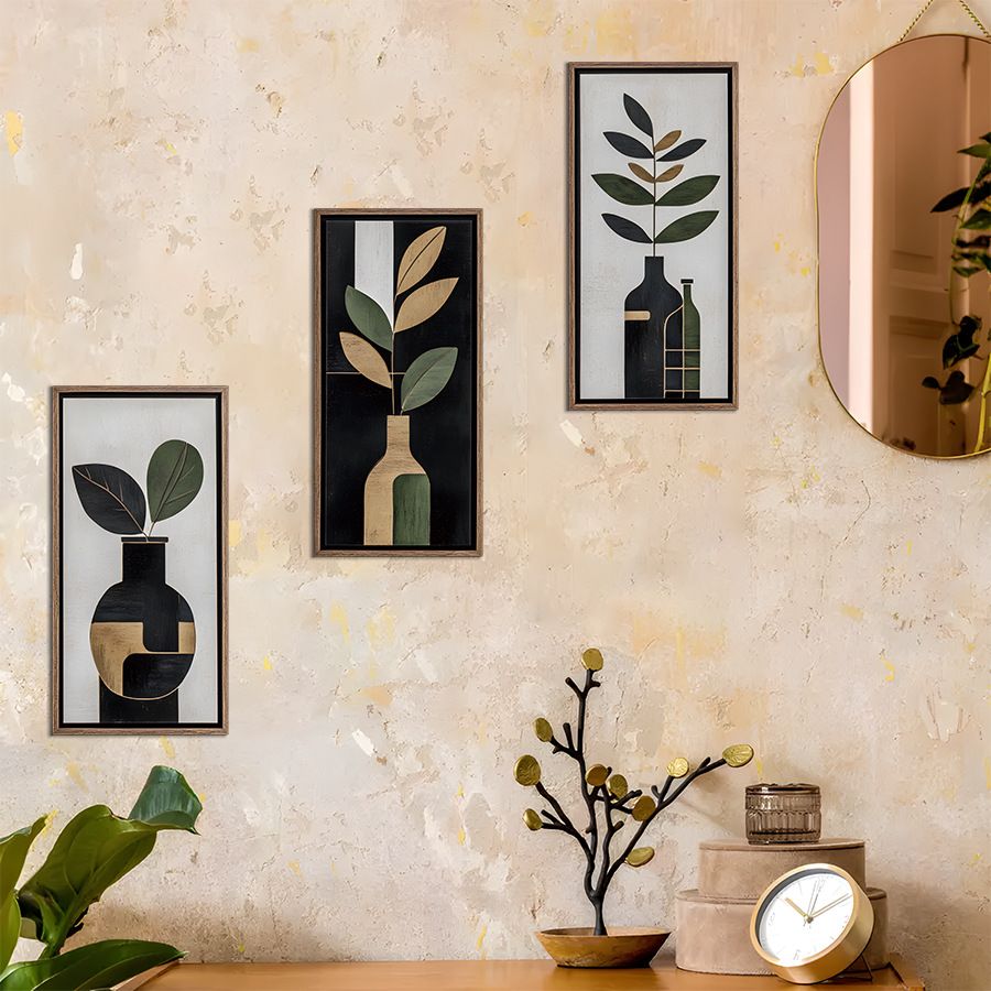 Vintage-Style Abstract Vase Wall Decals Self-Adhesive Art Stickers for Home & Cafe Decor Library Wall Stickers PVC Sticker