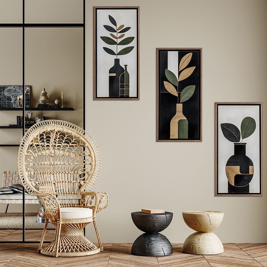 Vintage-Style Abstract Vase Wall Decals Self-Adhesive Art Stickers for Home & Cafe Decor Library Wall Stickers PVC Sticker