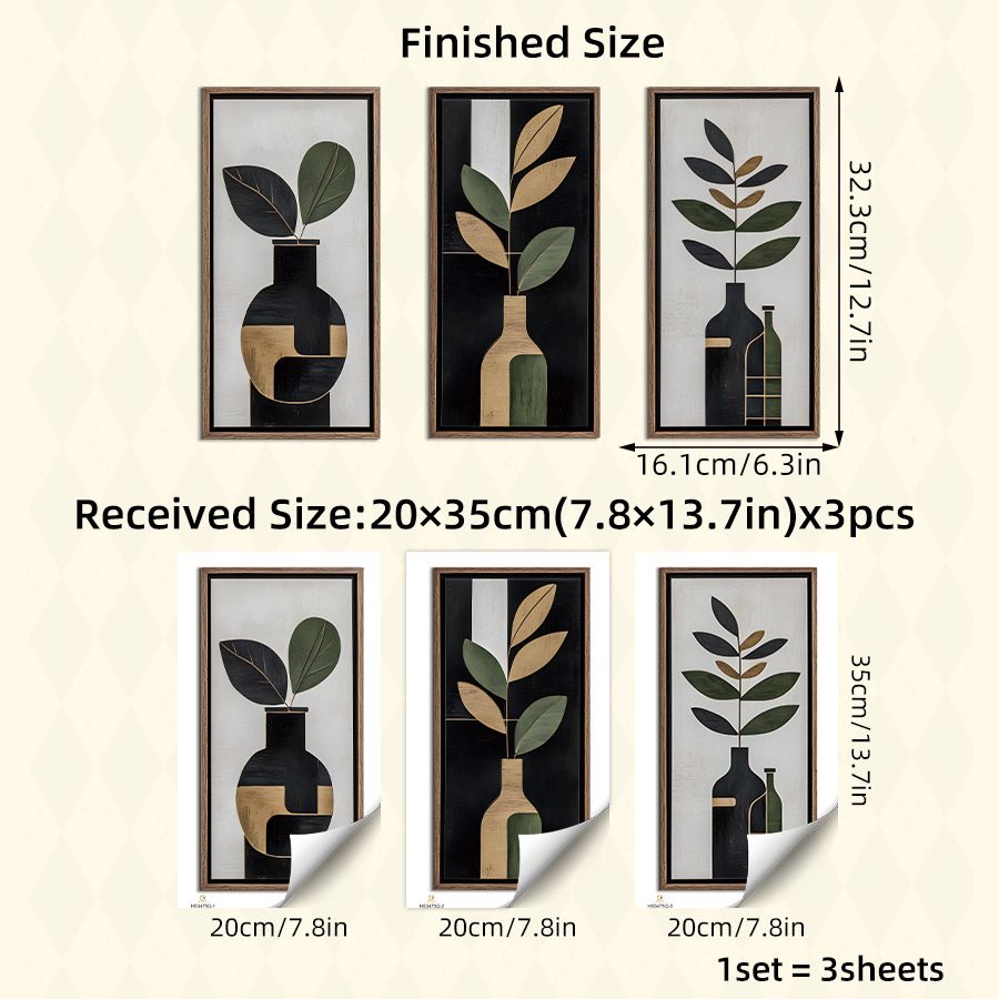 Vintage-Style Abstract Vase Wall Decals Self-Adhesive Art Stickers for Home & Cafe Decor Library Wall Stickers PVC Sticker