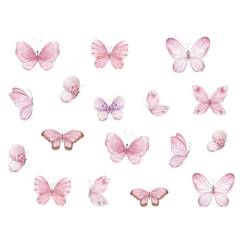 Pink Butterfly Self-Adhesive Wall Stickers Aesthetic Girly Nursery Kindergarten Room Home Decor Decals Ins Worthy Wall Art for Girls