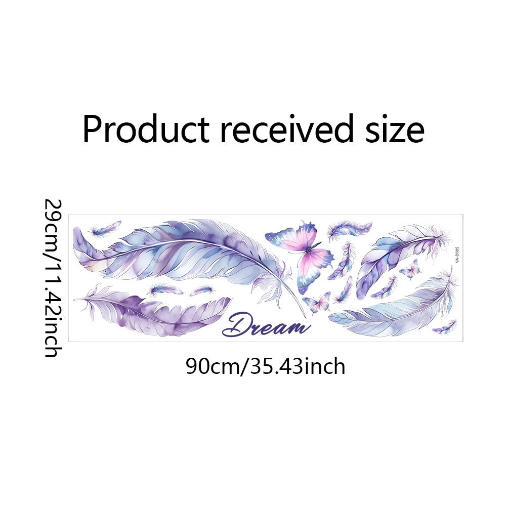 Colorful Feather Butterfly Wall Stickers Self-Adhesive Decorative Decals for Bedroom and Living Room Ambience PVC Sticker