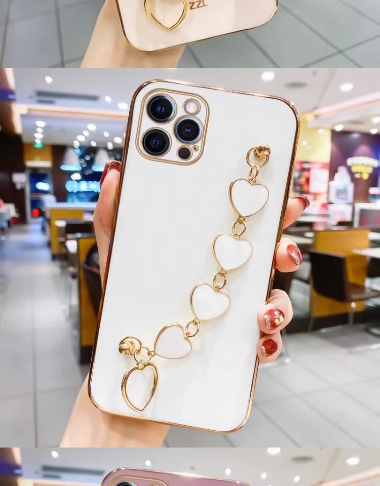 Samsung Phone Case with Electroplated Heart Chain  Full Camera Protection Soft Silicone Cover for Galaxy A16