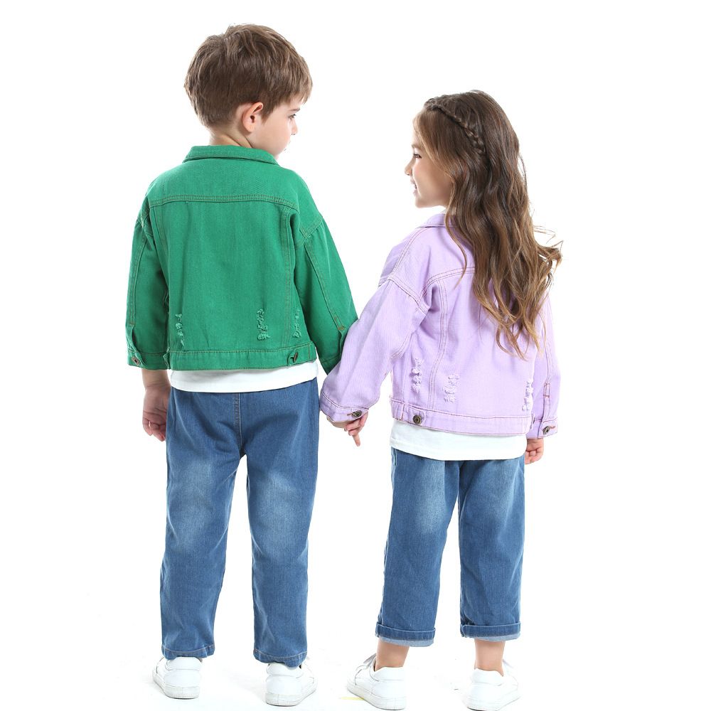 Kids Dopamine Denim Jacket Unisex Baby to 6Y, Spring Fall Button-Up Outerwear Kids Coat Fashion Clothing for Boys and Girls