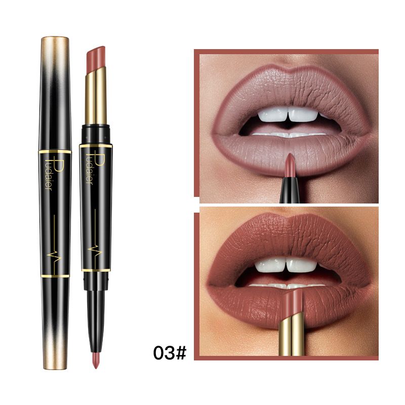 Dual-Ended Lipstick & Lip Liner Pencil Matte Long-Lasting Highly Pigmented Lip Glaze 16 Shades Make Up Product