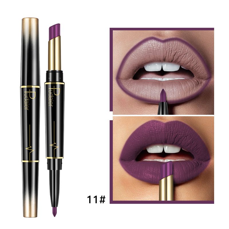 Dual-Ended Lipstick & Lip Liner Pencil Matte Long-Lasting Highly Pigmented Lip Glaze 16 Shades Make Up Product