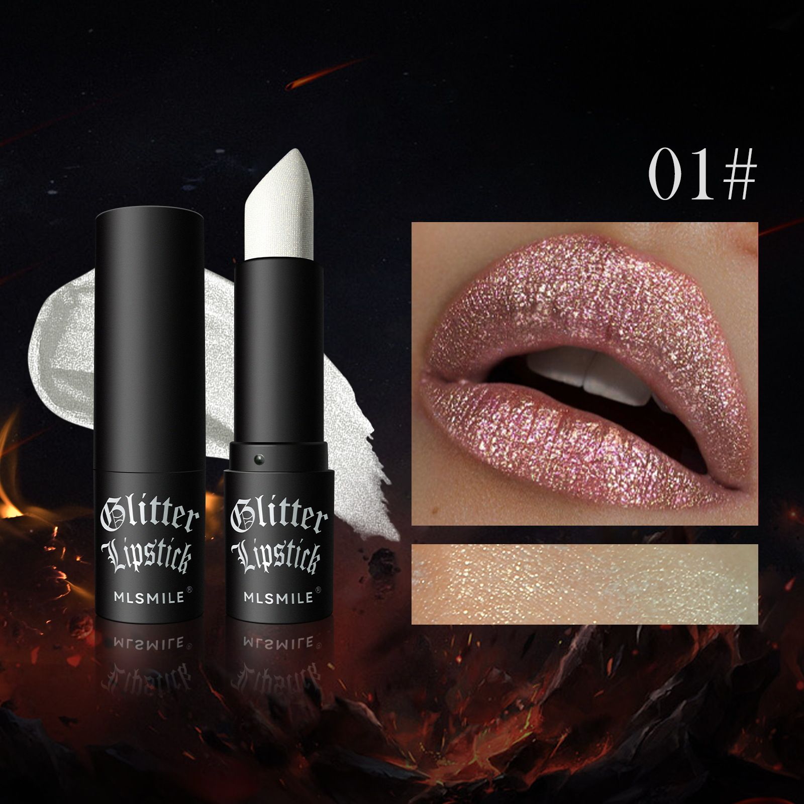 Non-Transfer Matte Lipstick Long Lasting Glitter Diamond Lipstick Halloween Vampire Dark Makeup Waterproof Lipstick
